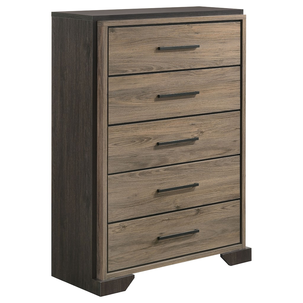 Baker Farmhouse Wood 5-drawer Bedroom Chest Light Taupe