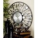 preview thumbnail 1 of 5, Black Metal Radial Starburst Decorative Wall Clock with Mirrored Accents - 26"D