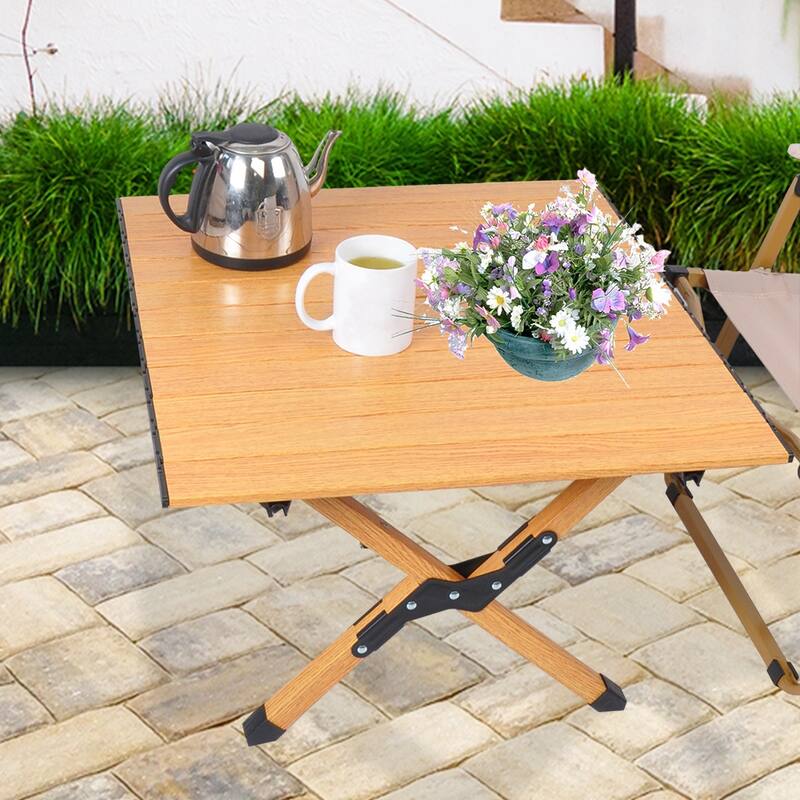 Folding Camping Table Metal Roll Up Portable Picnic Table Outdoor