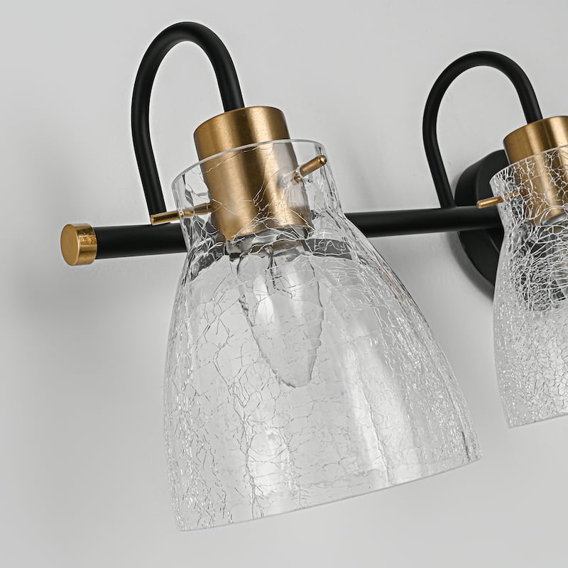 3/4 Light Bathroom Vanity Light Wall Sconce with Hammered Glass Shade