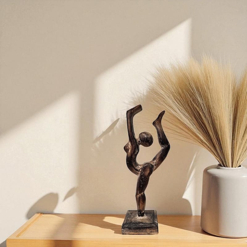 12" Wooden Handmade Abstract Ballet Dancer Sculpture Statue Handcrafted Gift Art Decor Figurine Accent Hand Carved
