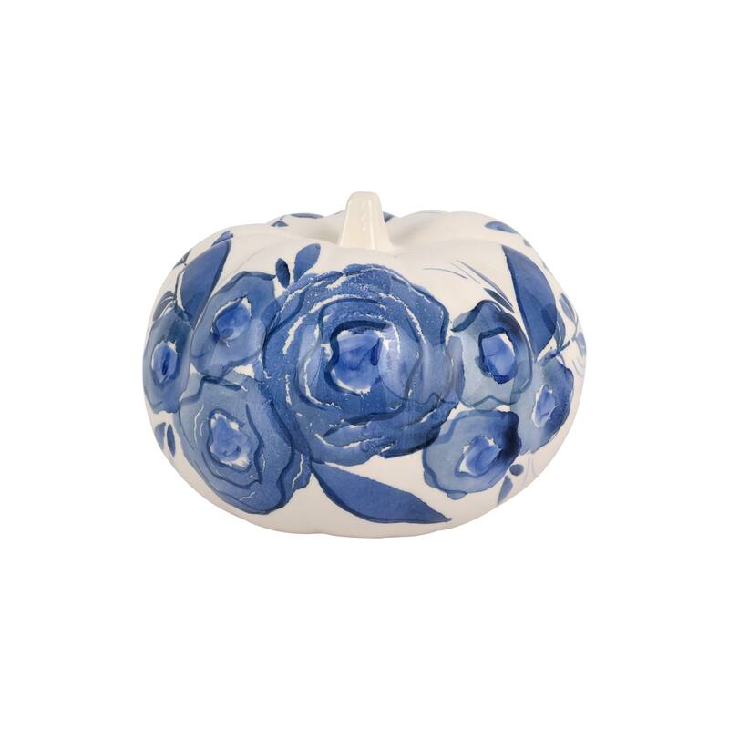 viva by VIETRI Blue Camellia Small Figural Pumpkin