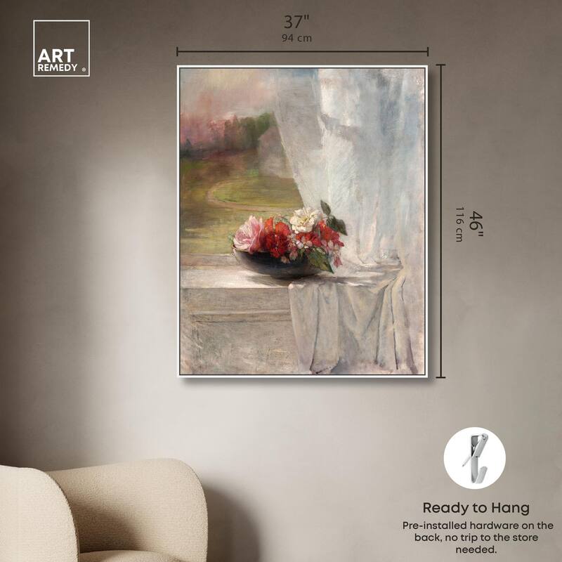 Flowers on a Window 1861 Canvas by Art Remedy