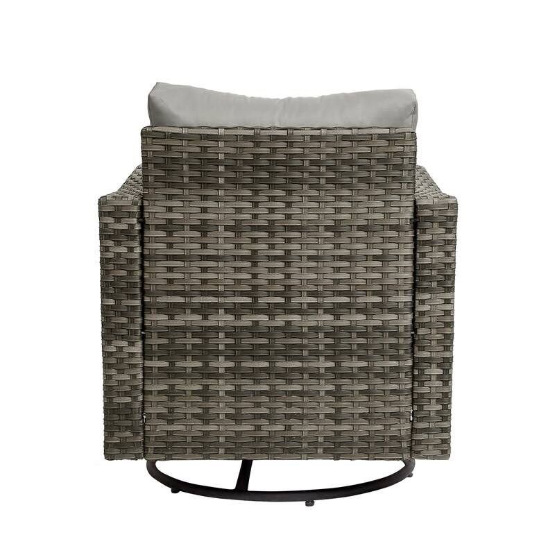 Outdoor Rattan Conversation Swivel Chair Set of 3 with Table