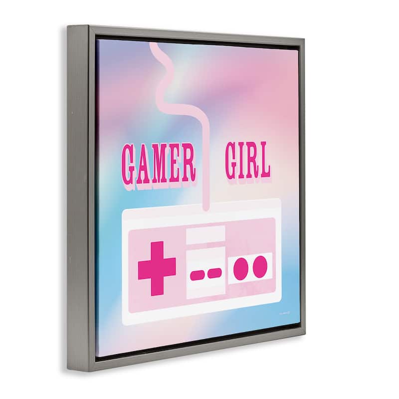 Stupell Pastel Gamer Girl Controller Framed Floater Canvas Wall Art Design By Yass Naffas Designs