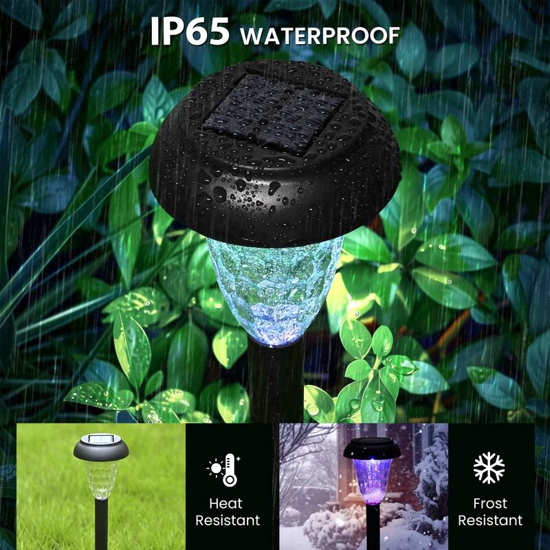 Solar RGB Color-Changing LED Pathway Lighting, IP65 Waterproof for Garden, Patio
