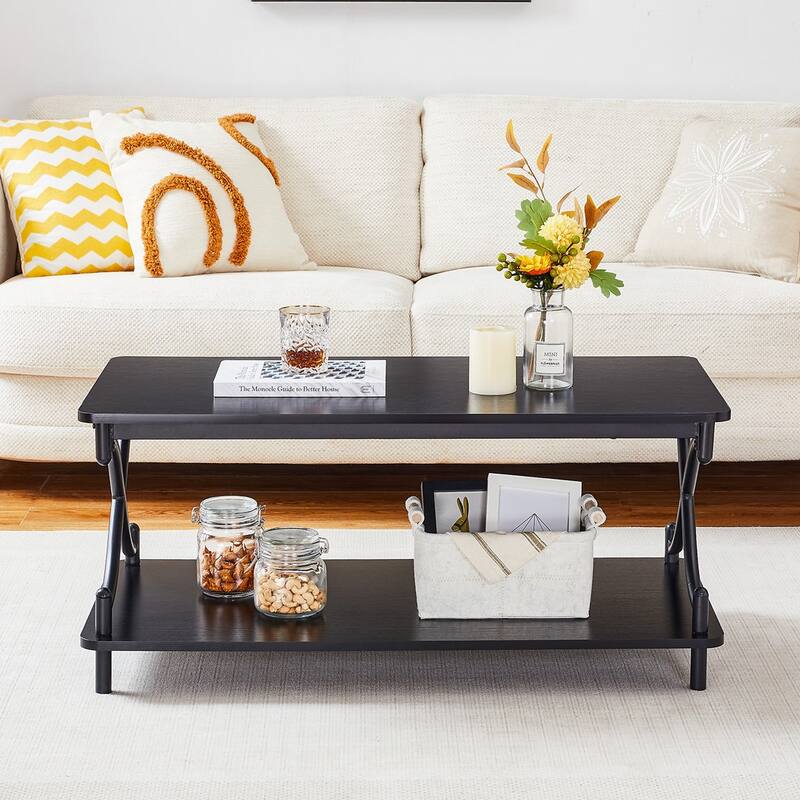Javlergo Modern 3 Piece Coffee Table Set for Living Room Include Wood Coffee Table and End Table Set of 2