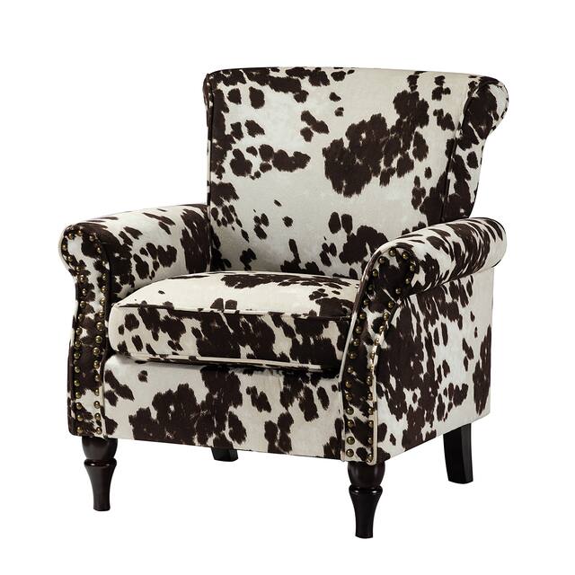 HULALA HOME Nailhead Trim Traditional Accent Armchair with Rolled Arms