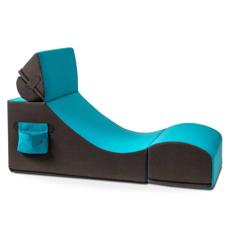 Jaxx Flexx V-Tex Convertible 3 in 1 Gamer Chair, Table, & Ottoman w/ Adjustable Headrest - Vinyl