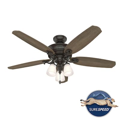 Hunter 52" Osbourne Noble Bronze Ceiling Fan with LED Light, Pull Chain - Traditional, Transitional, Rustic