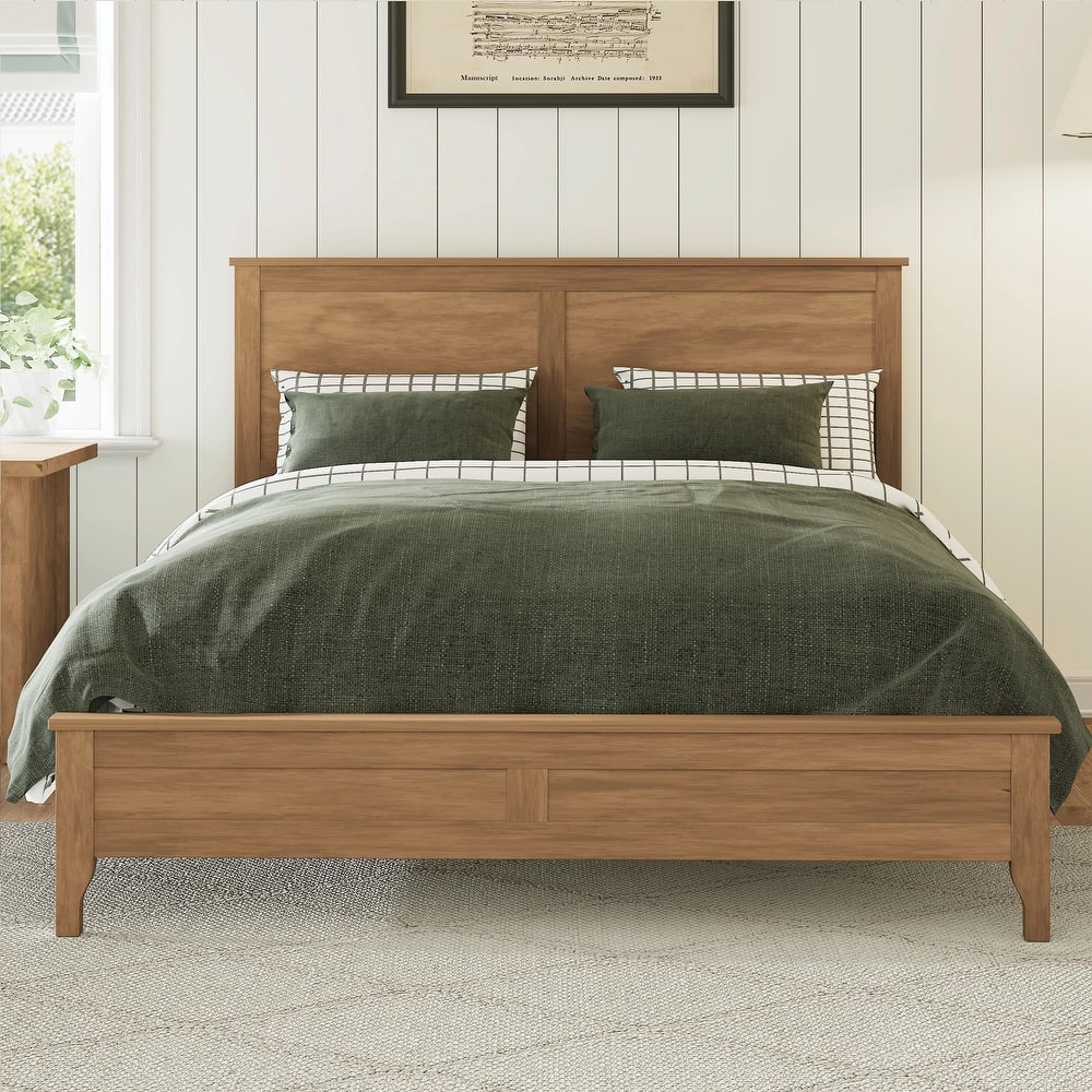 Modern Solid Wood Platform Bed with Sturdy Wooden Slat Support