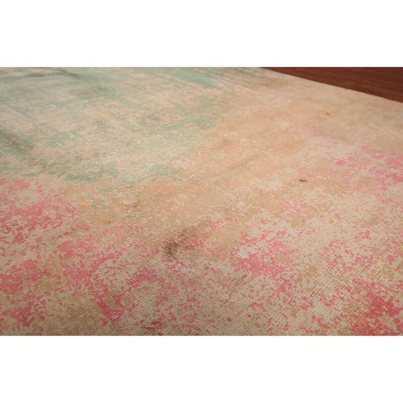 Contemporary Colorful Abstract Indian Rug Hand-Knotted Wool Carpet - 6'7" x 9'10"
