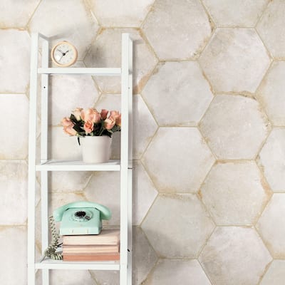 Merola Tile D'Anticatto Hex Bianco 11" x 12-3/4" Porcelain Floor and Wall Tile