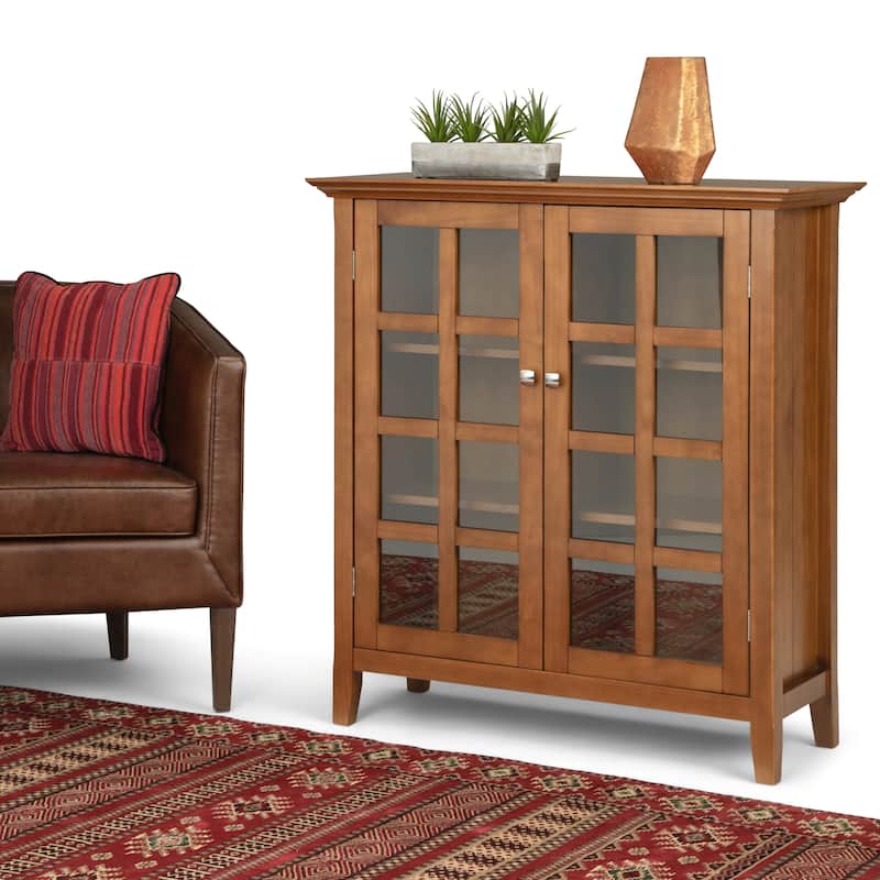 WYNDENHALL Normandy 39-in. Solid Wood Storage Cabinet - 39"w x 17"d x 42.2"h - Light Golden Brown