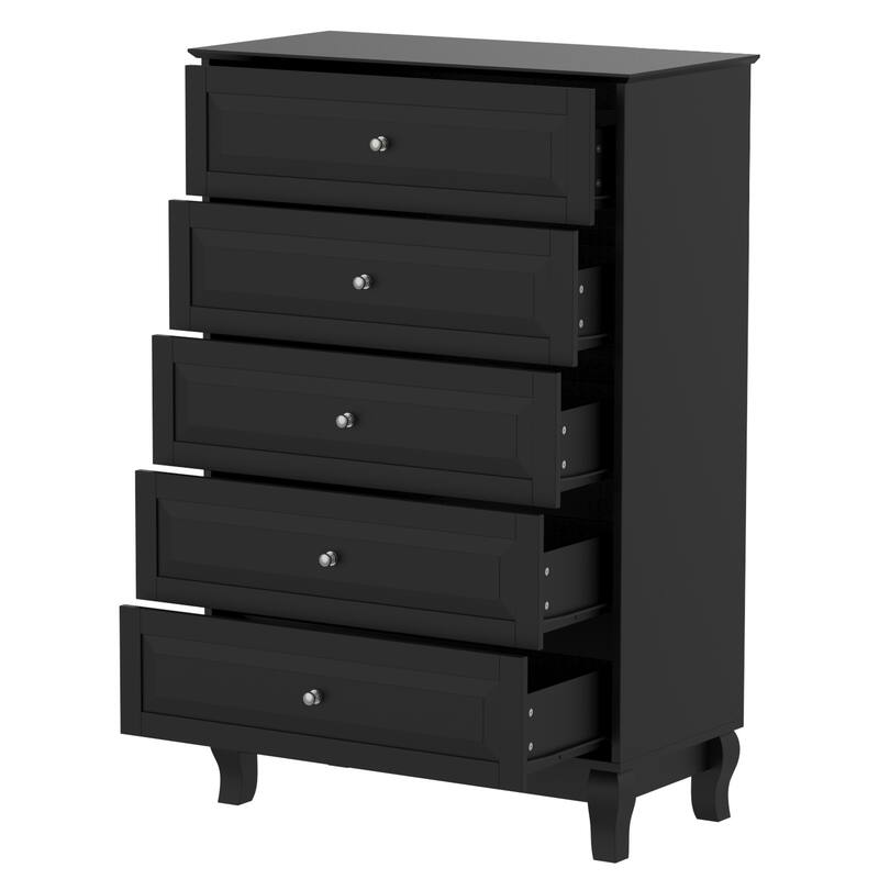 Timechee 5 Drawers Dresser Chests Chset of Drawers Organizer Lacquered