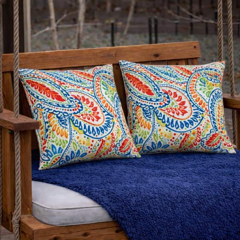 2 Pack Outdoor Throw Pillows, Waterproof & Fade-Resistant Patio Cushions- Soft & Comfortable Decorative Pillow Covers (18x18")