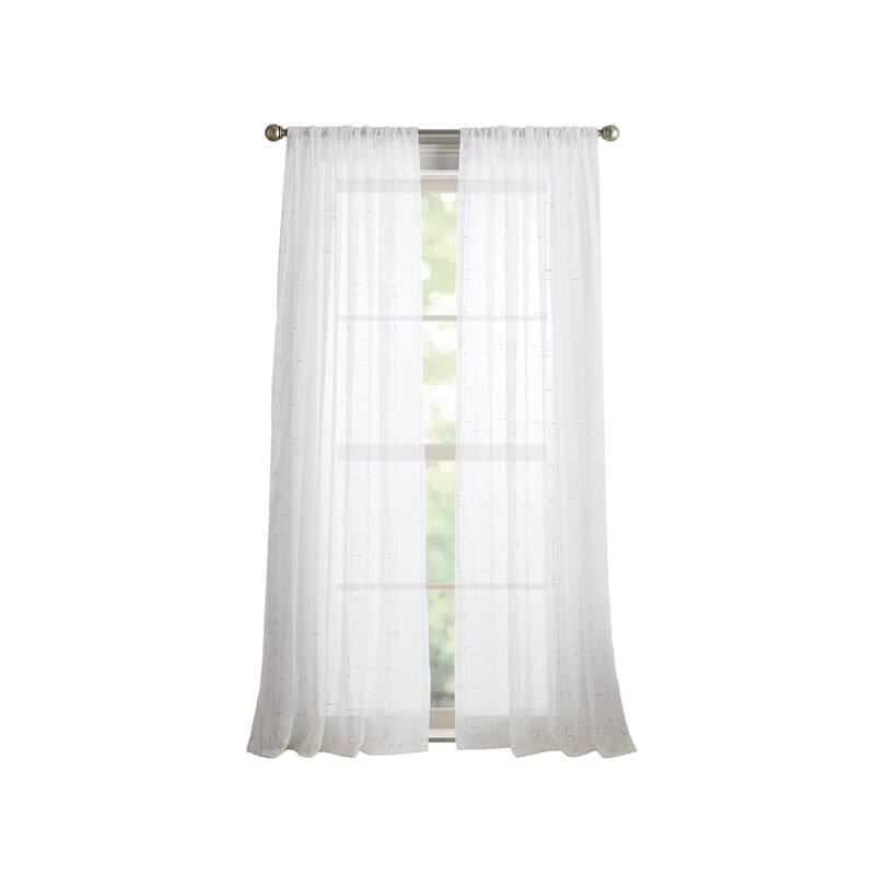 DKNY Metallic Grid Window Curtain Panel Pair