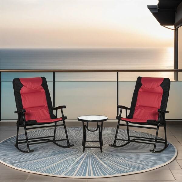 3 Piece Outdoor Bistro Style Furniture Set w/ Coffee Table & 2 Chairs