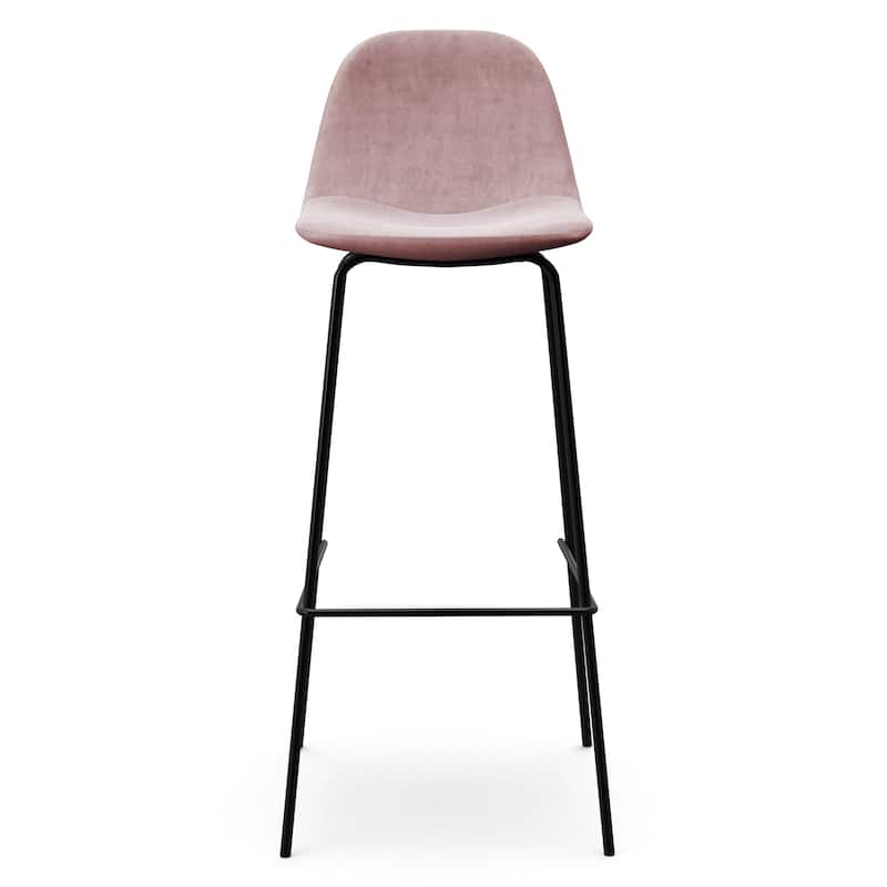 Maxine Velvet Bar Height Stools Black Legs (Set of 2)