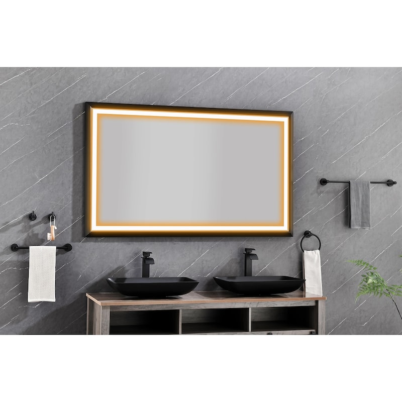 LED Mirror Anti-Fog Dimmable Oversized Rectangular Bathroom Vanity Mirror Wall Mirror 60in. W x 36in. H - 36"H x 60"W