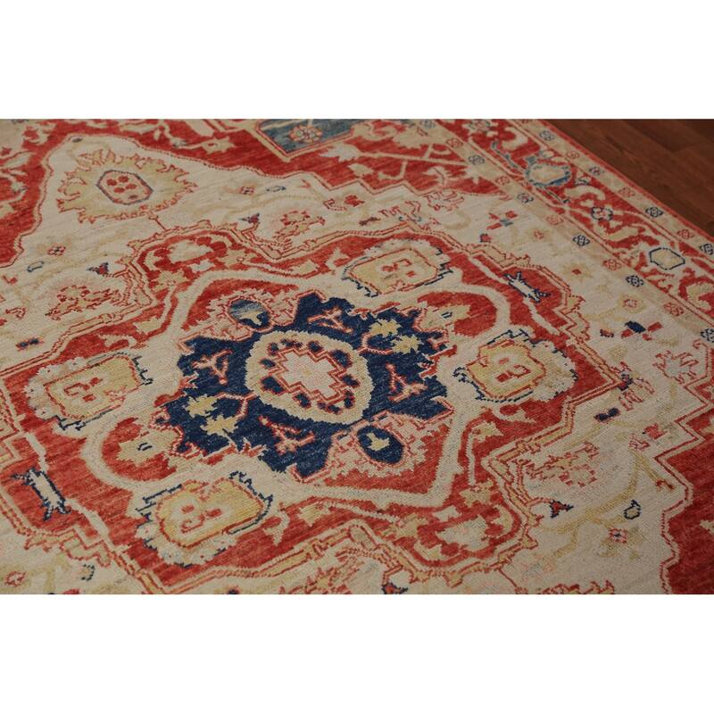 Vegetable Dye Heriz Serapi Oriental Rug Handmade Wool Carpet - 4'11"x 6'9"