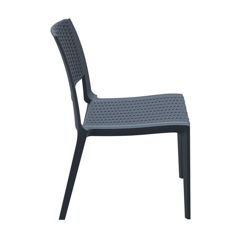 34" Gray Outdoor Patio Wickerlook Dining Chair