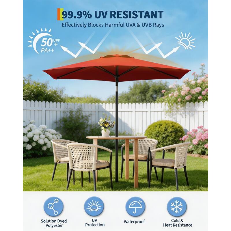 10ft Outdoor Patio Umbrella, with Crank Lift & Push Button Tilt, UV Protection Waterproof
