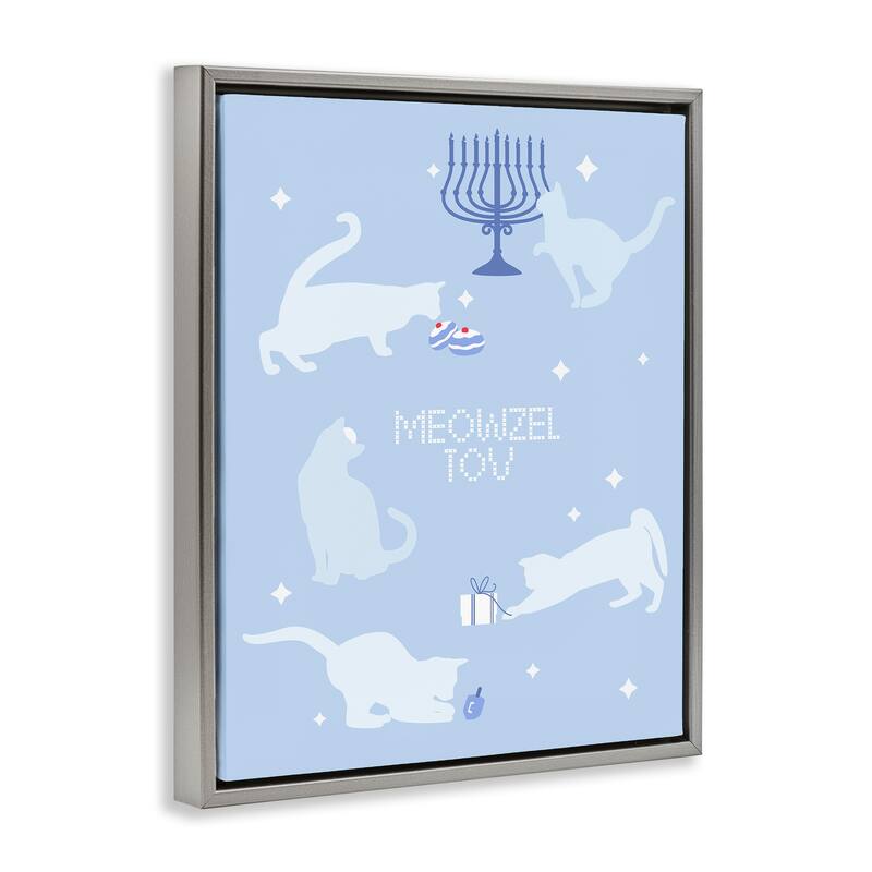 Stupell Meowzel Tov Seasonal Cats Framed Floater Canvas Wall Art Design By Lil' Rue