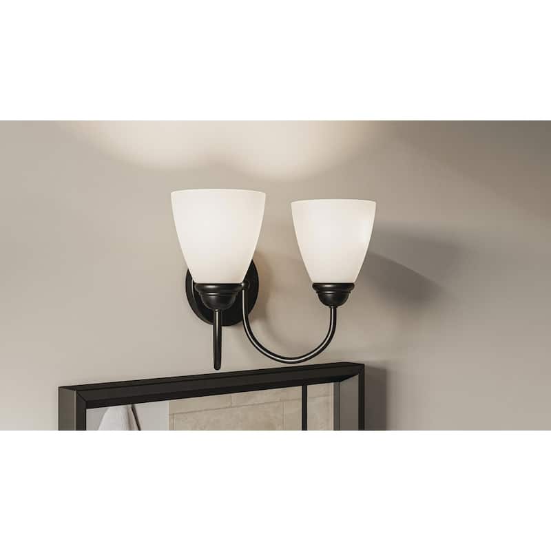 Kichler Lighting Jolie 2-Light Vanity Light with Satin Etched Glass in Black