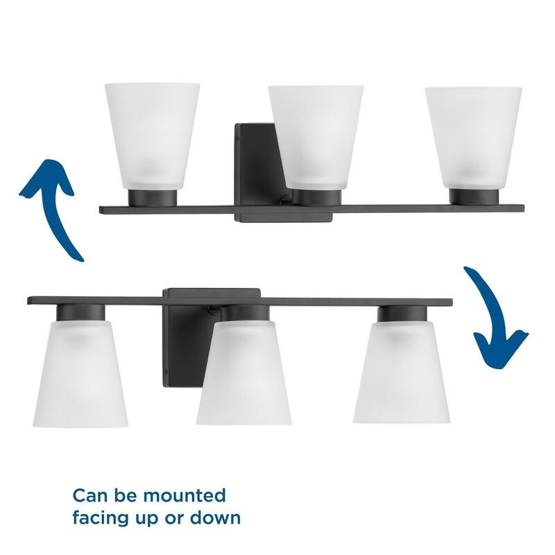 Tanner Collection Three-Light Matte Black Transitional Vanity Light - 22 in x 6.5 in x 7.12 in