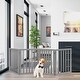 preview thumbnail 1 of 11, 4-Panel Modern Indoor Foldable Dog Gate - 73x24-Inch MDF Freestanding Pet Fence Gray