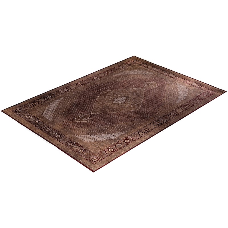Overton Hand Knotted Wool Vintage Inspired Modern Contemporary Overdyed Brown Area Rug - 10' 1" x 14' 5"