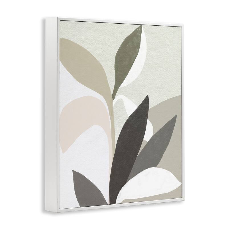 Stupell Organic Soft Leaf Shapes Framed Giclee Art Design By June Erica Vess