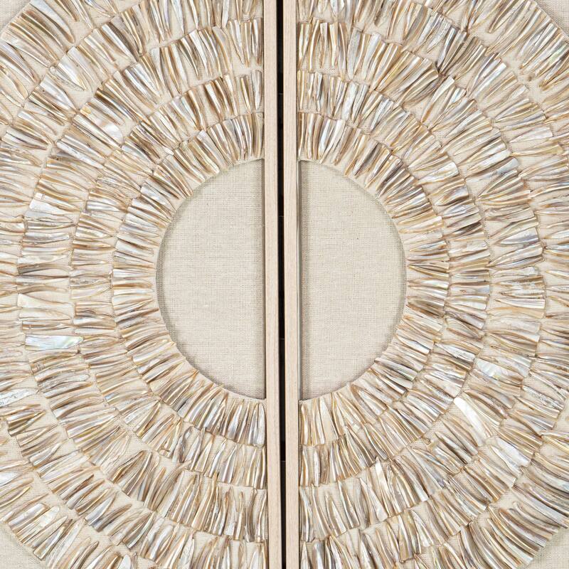HUJI Glassless Two Piece Pearl Oyster Shell Wall Decor