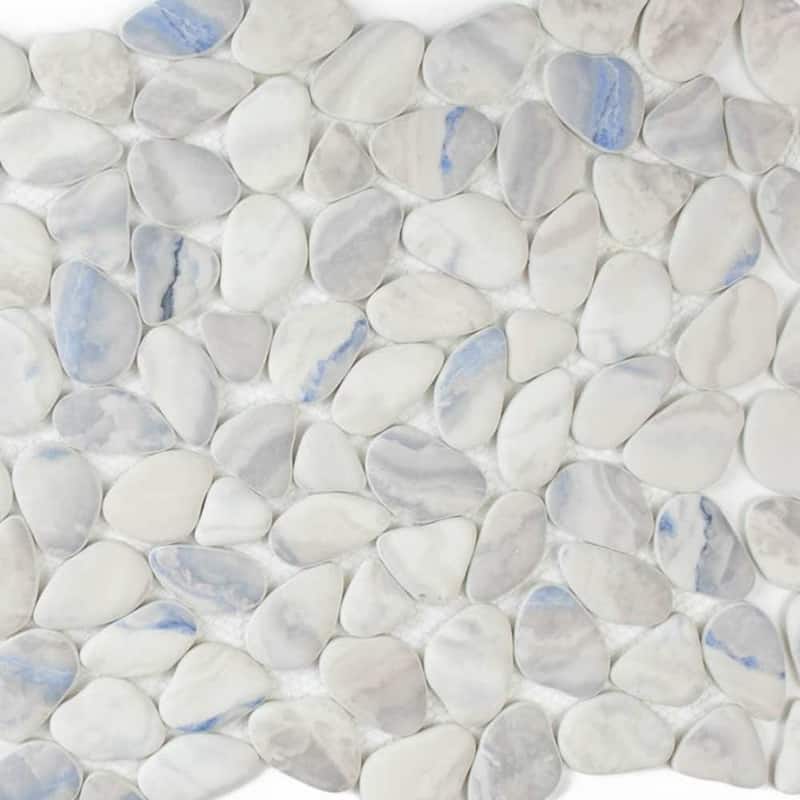 The Tile Life Huron Rock 12x12 Blue Glass Pebble Floor & Wall Tile