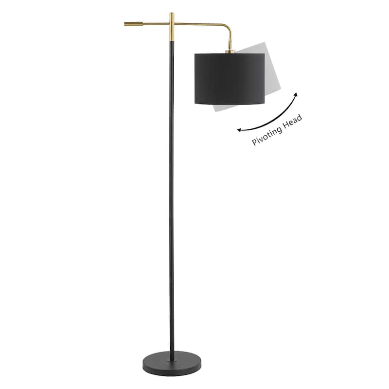 SAFAVIEH Lighting Arleen 65" Traditional Floor Lamp - 13" W x 26" D x 66" H - Black/Brass Gold - 13Wx26Dx66H