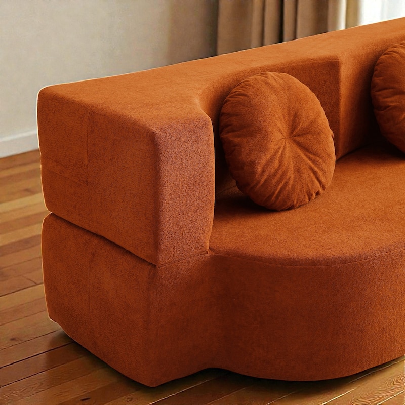 2 in 1 Folding Sofa Bed with Pillow, Twin Sleeper Floor Couch Futon Loveseat, No Assembly Required