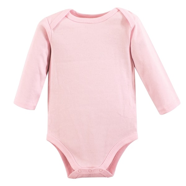 slide 1 of 1, Luvable Friends Baby Girl Long-Sleeve Cotton Bodysuits 1pk, Pink 0-3 Months - Pink Long-Sleeve