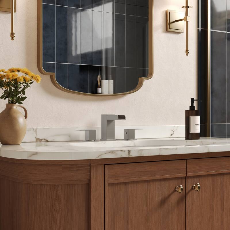 GRANDJOY Widespread 2-Handle LED Waterfall Bathroom Sink Faucet