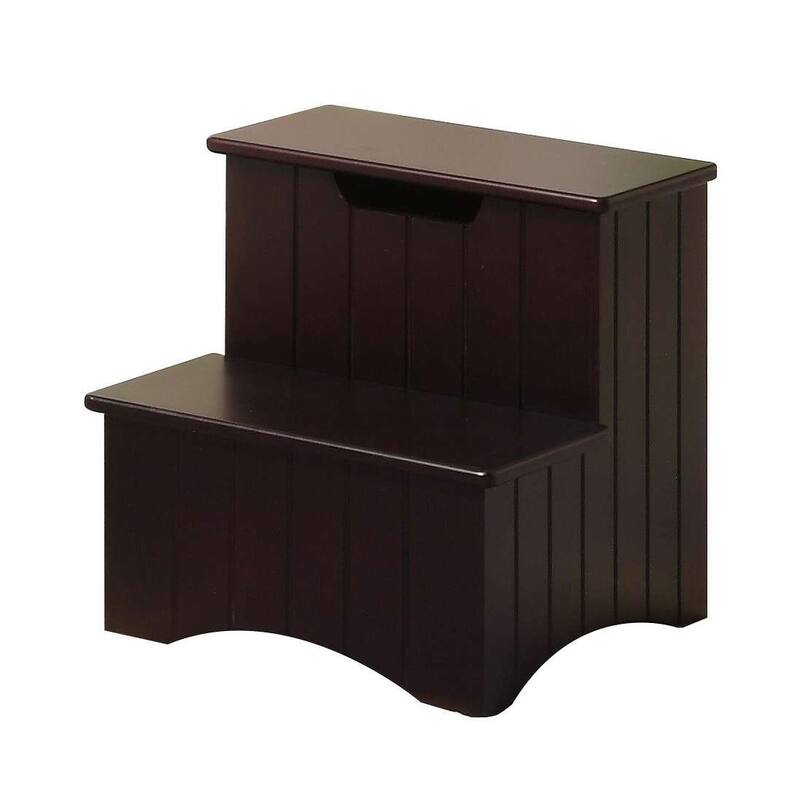 Wood Step Stool with Storage, Dark Cherry