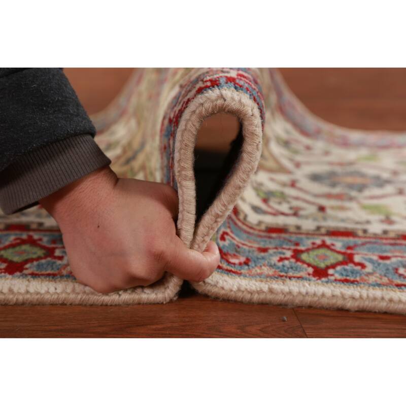 Ivory Heriz Serapi Indian Runner Rug Hand-Knotted Wool Carpet - 2'5"x 8'0"