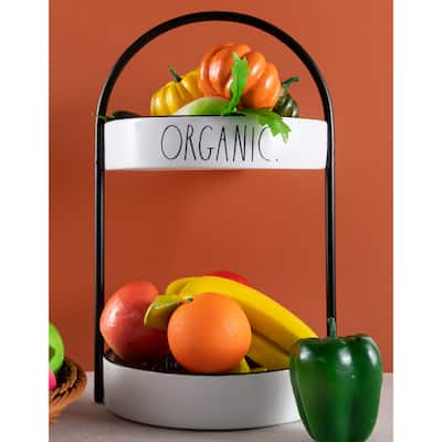 Rae Dunn 2 Tiered Farmhouse Enamel Metal Look Countertop Caddy