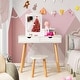 preview thumbnail 3 of 8, Costway Kid Vanity Table Chair Set with Mirror Large Storage Drawers - See Details