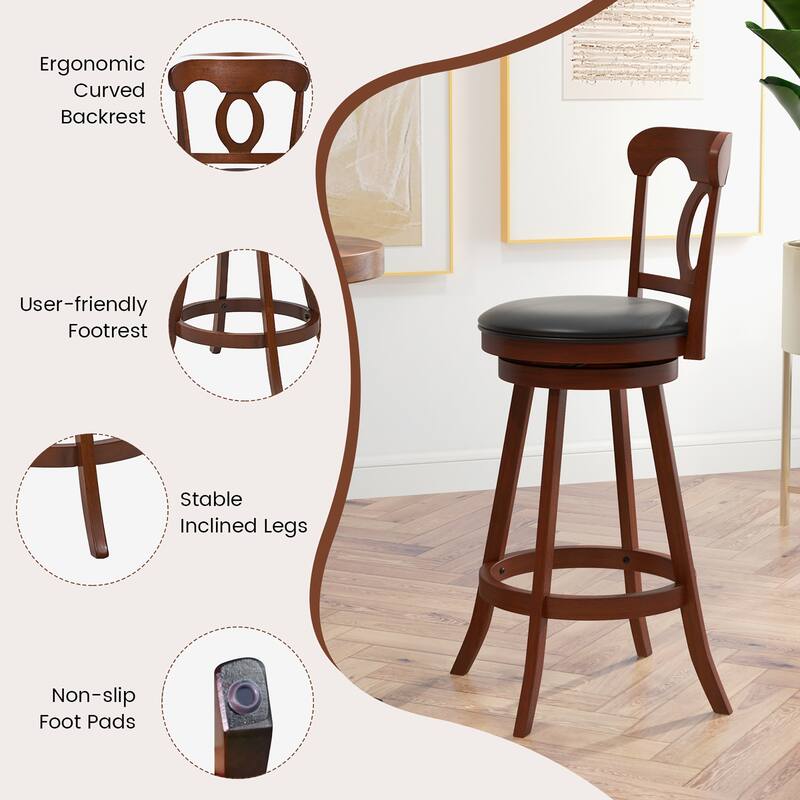 Gymax 4 PCS Swivel Bar Stools 30 Inch Bar Height Chairs w/ Ergonomic