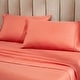preview thumbnail 53 of 88, Superior Cotton Blend 1200 Thread Count Solid Deep Pocket Bed Sheet Set California King - Coral