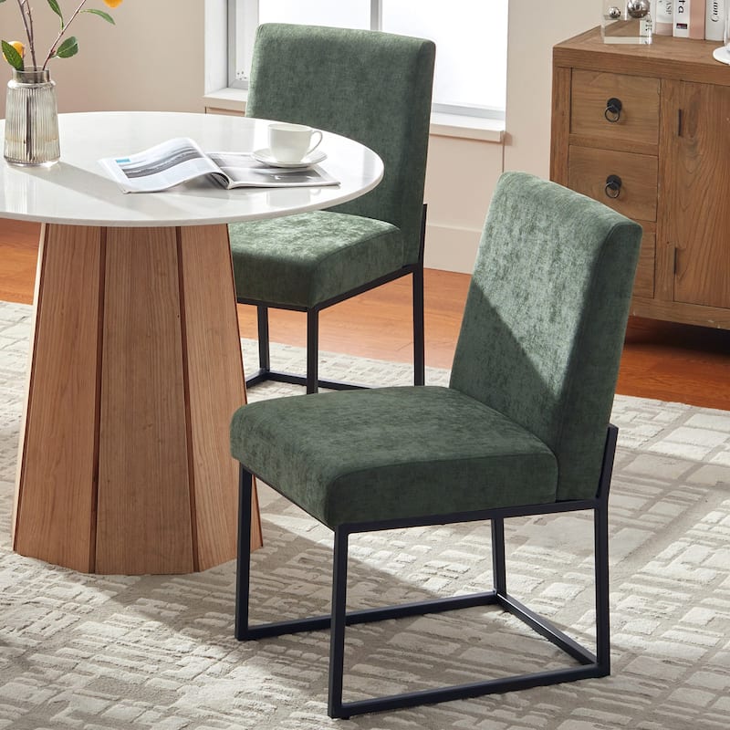 Mid Century Modern Dining Chair with Black Metal Legs