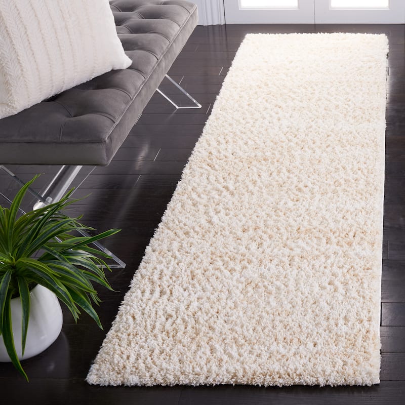 SAFAVIEH Berber Shag Rafaele 1.25-inch Thick Rug - 2'3" x 8' Runner - Ivory/Beige - Runner