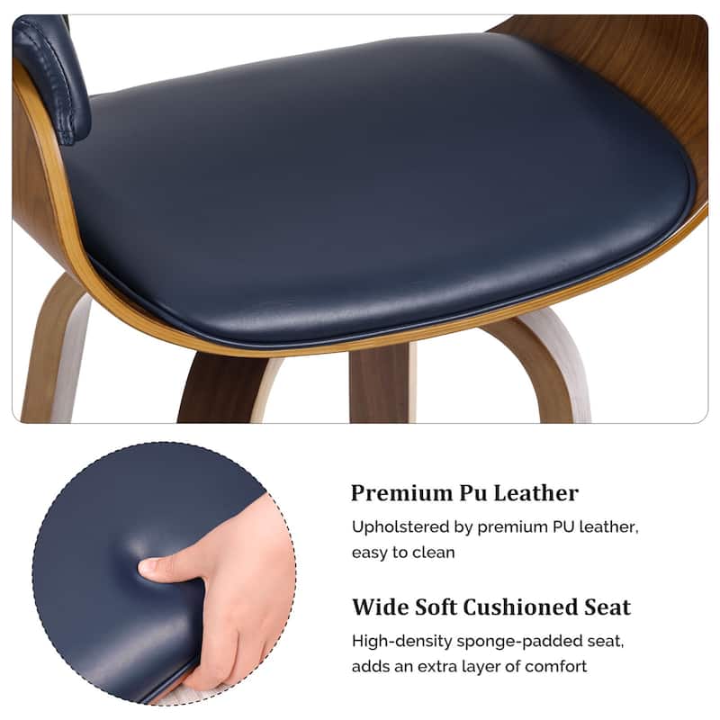 26"/29" Faux Leather Swivel Bar Stools, Wood Counter Stool