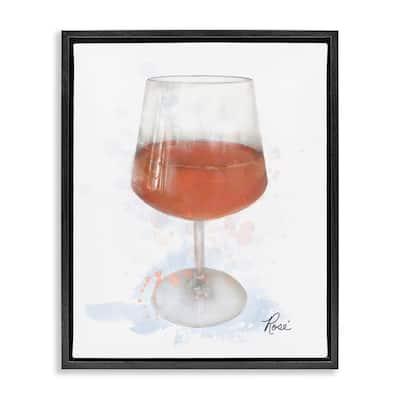 Stupell Modern Rosé in Glass Framed Floater Canvas Wall Art Design By Matthew Piotrowicz