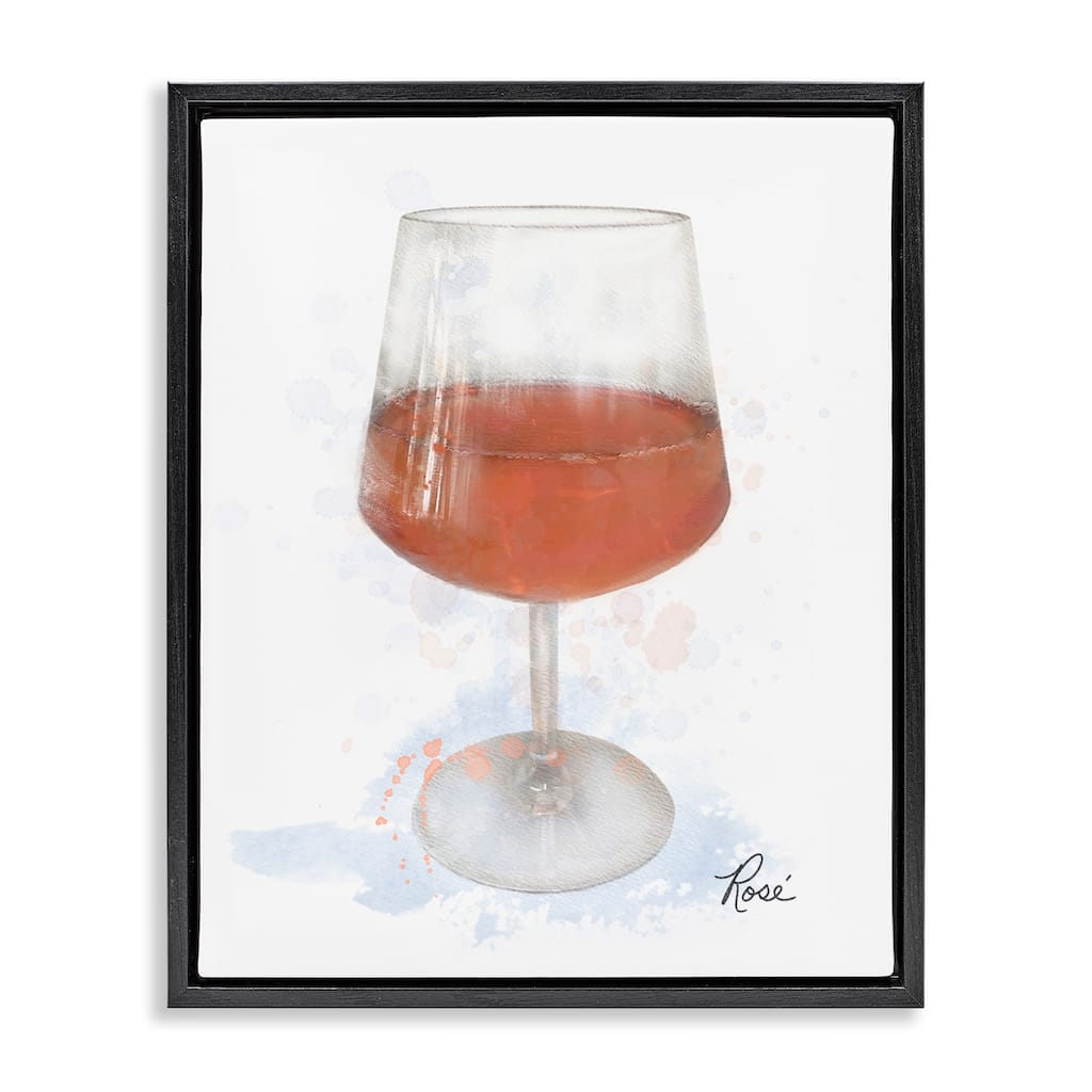 Stupell Modern Rosé in Glass Framed Floater Canvas Wall Art Design By Matthew Piotrowicz